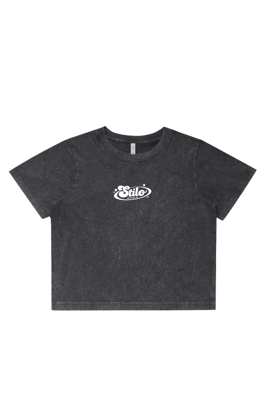 Womens Stone Wash Heavy Crop